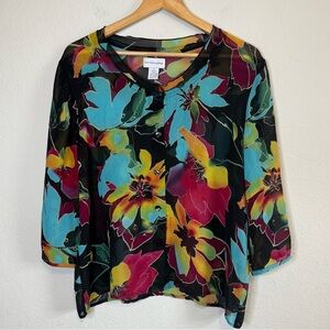 Soft Surroundings Multicolor Floral Blouse